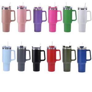 <b>Travel</b> Car H1.0 <b>Handle</b> <b>Mug</b> 40oz Double Wall Insulated Tumbler Lid Straw Anti-Slip OEM Custom Logo - Product Image 6
