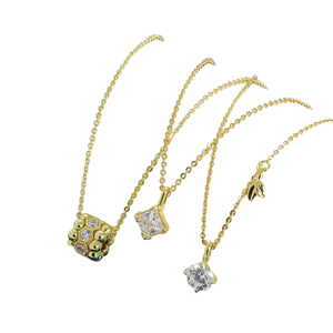 10K Yellow <b>Gold</b> Plated <b>Pendant</b> Necklaces Moissanite Diamond Chain Classic Style Women's Everyday Wear - Product Image 2