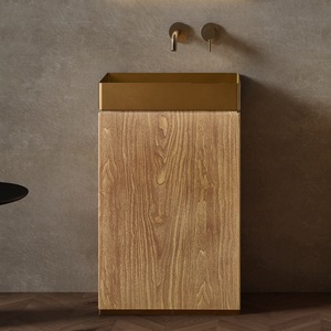 Nuovo Arrivo: Lavabo Combinato in Pietra Artificiale Effetto Legno, Durevole ed Ecologico, per Bagno <span class=keywords><strong>e</strong></span> Hotel - Product Image 1
