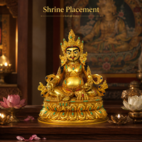 Statue de Jambhala Jaune Traditionnelle en Laiton Plaqué Or Faite à la Main, Directement de l'Usine, Déité Tibétaine de la Richesse, Personnalisable