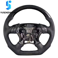 Volant en fibre de carbone à fond plat en cuir perforé compatible avec Honda Accord 7e génération 2003-2007 Acura TSX CL7/CL9 Plug and Play