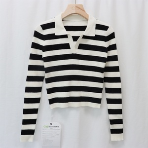 <span class=keywords><strong>Maglione</strong></span> da <span class=keywords><strong>Donna</strong></span> Personalizzato in Maglia a Coste a Righe con Collo a <span class=keywords><strong>Polo</strong></span> e Scollo a V, Maniche Lunghe, Anti-pilling, Casual Autunnale - Produttore - Product Image 1