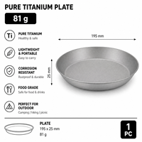 Assiette portable en titane pur pour le camping en plein air avec finition sablée, idéale pour les pique-niques en extérieur