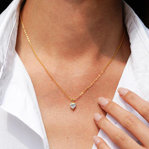 Vente chaude <span class=keywords><strong>prix</strong></span> de gros plaqué or 14 carats avec pendentif Moissanite coeur brillant collier 925 Sterling mode colliers en argent fin - Product Image 5