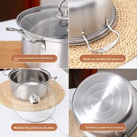 Ensemble de 5 ustensiles de cuisine exclusifs transfrontaliers de style chinois : Casserole à lait, Marmite, Poêle à frire avec couvercle en verre, Ensemble cadeau d'ustensiles de cuisine