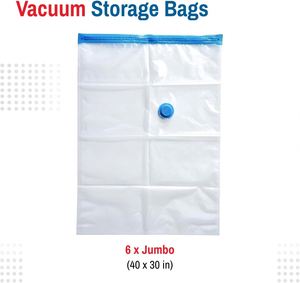 Vacuum <b>Storage</b> Bags 6Pack Reusable Space Saver Bags Vacuum Compression Zipper <b>Storage</b> Bags with Airtight Valve and Hand Pump6Set - Product Image 2