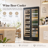 Réfrigérateur à vin et bière personnalisé Minghou, armoire de refroidissement avec porte en verre pour usage commercial dans les cafés
