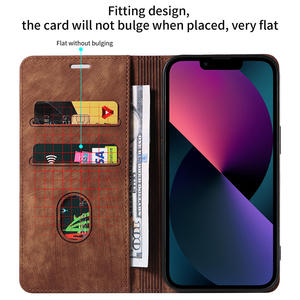 PU cuir Flip portefeuille étui de téléphone portable pour <span class=keywords><strong>iPhone</strong></span> 17 Air 16 14 15 Pro Max chargeur rétro magnétique couverture de téléphone portable - Product Image 3