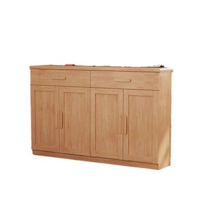 <b>Shoe</b> Cabinet Solid Wood Entryway <b>Storage</b> Cabinet Living Room Balcony Double Door Natural Wood Color - Product Image 5