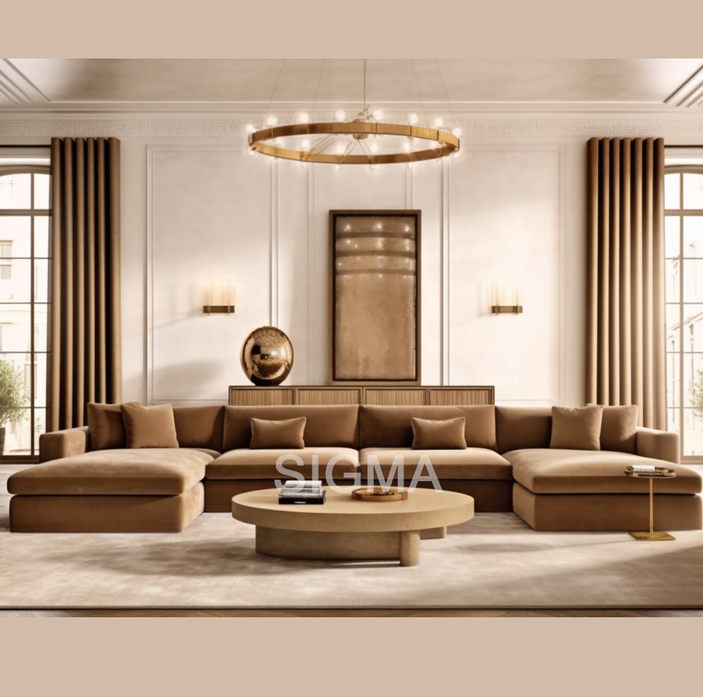 Sigma hot sale customized low price modern design indoor sectional sofa living room furniture modular couch sofa set