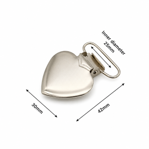 Clip per Ciuccio a Forma di Cuore 30x25mm Personalizzata OEM, Modello Weisita, Accessori per Cinghie e Porta Giocattoli per Neonati - Product Image 3