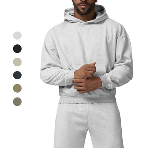 Felpe Personalizzate 100% Cotone Oversize con Collo Tondo, Manica Lunga, Stile Sportivo, Spalle Scese, in <span class=keywords><strong>Pile</strong></span> Pesante, Modello Corto per <span class=keywords><strong>Uomo</strong></span> - Product Image 1