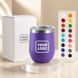 Gobelet à vin isotherme en acier inoxydable à double paroi, 12 oz, avec couvercle anti-fuite, sans BPA, personnalisable avec logo - Product Image 1