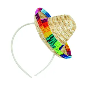 Sombrero Mini cappello a cilindro in paglia su fascia accessorio per abiti fantasia da donna spagnola messicana