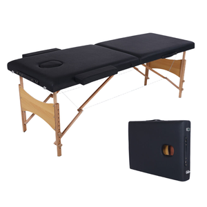 Adjustable Height Massage <b>Table</b> Wood Frame 2 Section <b>Folding</b> Therapy Bed for Spa Clinic Tattoo Salon - Product Image 1