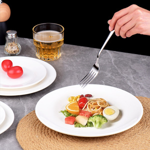 Plato redondo de cerámica blanca pura para carne, plato plano y poco profundo de porcelana para comida de hotel, café, té y vajilla. - Product Image 1