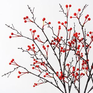 Décoration Florale Artificielle Baies Rouges Fruits de la Fortune Fleurs en Soie Plastique Réalistes Décoration Maison Nouvel An Mariage - Product Image 4