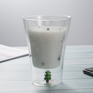 Bán Buôn Chất Lượng Cao Đồ Uống Bắc Âu Giáng Sinh <span class=keywords><strong>Snowglobe</strong></span> Cốc Đôi Tường Thủy Tinh Cốc Cà Phê Giáng Sinh Trang Trí Cây Cốc - Product Image 2