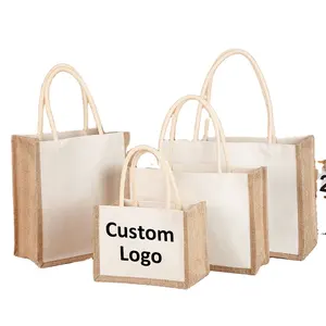 Burlap Bag Canvas Beach Jute Tote Bags Corporate A3 A4 hot Selling Reusable Grocery eco shopping Bag