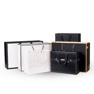 Wholesale Custom Printed Brand Logo Design Promotion Luxury Clothing Retail Gift Shopping Black Jewellery Paper Bag With Handle - Product Image 1