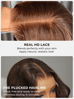 Perruque brésilienne Remy en cheveux humains, super double drawn, ondulée, brune, 5x5 pour lace front, 100% volume intense, ligne de cheveux naturelle