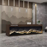Comptoir de réception/caisse moderne en bois de style rétro chinois pour restaurant, bar, hôtel, spa, club et hôpital