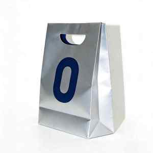 Sacchetto di Carta con Manico Fustellato, Stampa Logo Personalizzata, Confezione per Vendita al Dettaglio con Finitura in Lamina Argento per Abbigliamento, Vestiti, Felpe, Imballaggio Esterno - Product Image 2