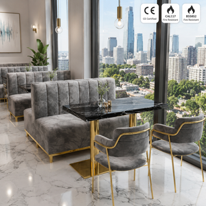 Ensemble de mobilier de restaurant moderne de luxe, table à manger en marbre et acier inoxydable, banquette pour café, hôtel, projet commercial - Product Image 5