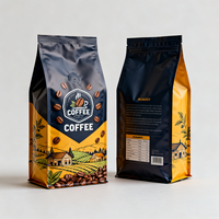 Sacs d'emballage pour grains de café imprimés sur mesure 250g, sachets à fond plat pour snacks, sachets de bonbons thermoscellables avec fermeture éclair