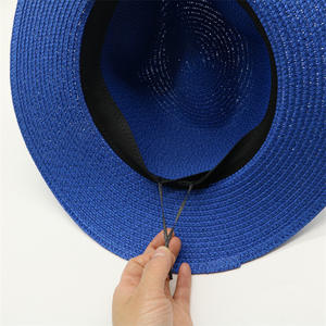 HZM-24192 Logo personnalisé mode <span class=keywords><strong>Panama</strong></span> chapeaux unisexe respirant soleil paille tresse disquette Fedora plage chapeaux de paille - Product Image 5