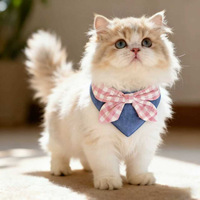 Aksesoris Anjing dan Kucing: Bib, dasi kupu-kupu, dan bandana motif kotak-kotak Korea bergaya grosir All Seasons