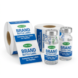 Etiquetas Autoadhesivas Impermeables Impresas con Logotipo Personalizado para Frascos de Péptidos Liofilizados para Frascos de Laboratorio de 2 ml, 5 ml y 10 ml - Product Image 1