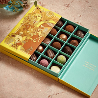 Boîte d'emballage en carton rigide à deux portes avec impression personnalisée pour bonbons et chocolats, boîte en carton robuste avec 25 compartiments