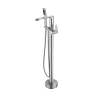 Nouvelle conception moderne : Ensemble de robinetterie de bain en laiton avec mitigeur, douchette et robinet de baignoire sur pied à cascade douce à poignée unique pour salle de bain