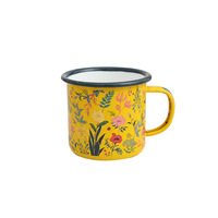 Tasse en émail en métal imprimé avec logo personnalisable de 12 oz, capacité de 350ml pour café au lait, feu de camp, tasse à boire en émail coloré