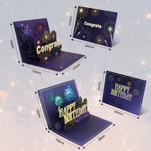 Graduation Fireworks 3D Pop-up Greeting Card Graduation Enrollment Personality Gift Congratulation Card