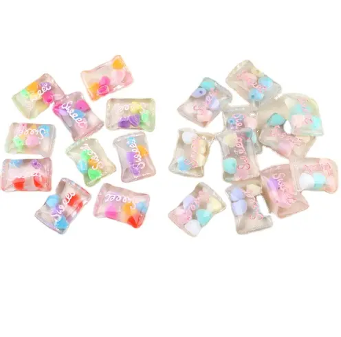 Hotsale 18*25mm Güzel Tatlı Şeker Karışık Glitter El Boya Reçine Cabochon Kawaii Dekor DIY Projeleri Takı bulguları