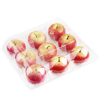 Kristalheldere wegwerp PET doos met klep, voor appels, met scharnier, verpakking voor vers fruit, transparante plastic doos