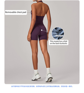 Leggings Transpirables con Efecto Levanta Glúteos, Top Deportivo con Cuello Halter, Shorts <span class=keywords><strong>de</strong></span> Gimnasio, Ropa Deportiva para Mujer, Conjunto <span class=keywords><strong>de</strong></span> Yoga Elástico para Mujer - Product Image 4