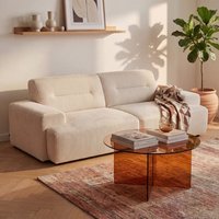 Table basse moderne ronde en verre trempé de 80 cm avec base géométrique unique, style Bauhaus, montage facile pour salon