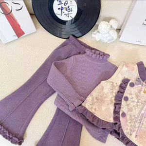 Traditional Chinese Girls Winter Suit Thickened Warm Three Piece Set For Toddlers Baby Girls Clothing - Product Image 2