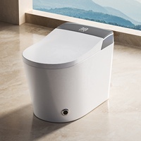 WC intelligent de luxe automatique monobloc avec chasse d'eau automatique, télécommande, siège chauffant, sortie en S carrée, en céramique, accessoire de salle de bain intelligent