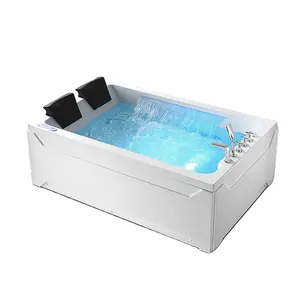 2022 Nieuwe Moderne Badkamer Luxe Twee Persoon Wit Whirlpool Acryl Hydro Massage Bad Met Led-verlichting