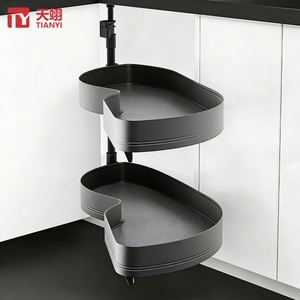 Premium Aluminum Blind <b>Corner</b> Swing Out Tray 2-Tier <b>Kitchen</b> Base Cabinet Organizer Rotating <b>Storage</b> Basket for <b>Corner</b> Cabinet - Product Image 1