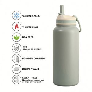 Bouteille d'eau isotherme sport en acier inoxydable avec logo personnalisé, revêtement poudré, 12oz, 17oz, 22oz, 32oz, 40oz - Product Image 5