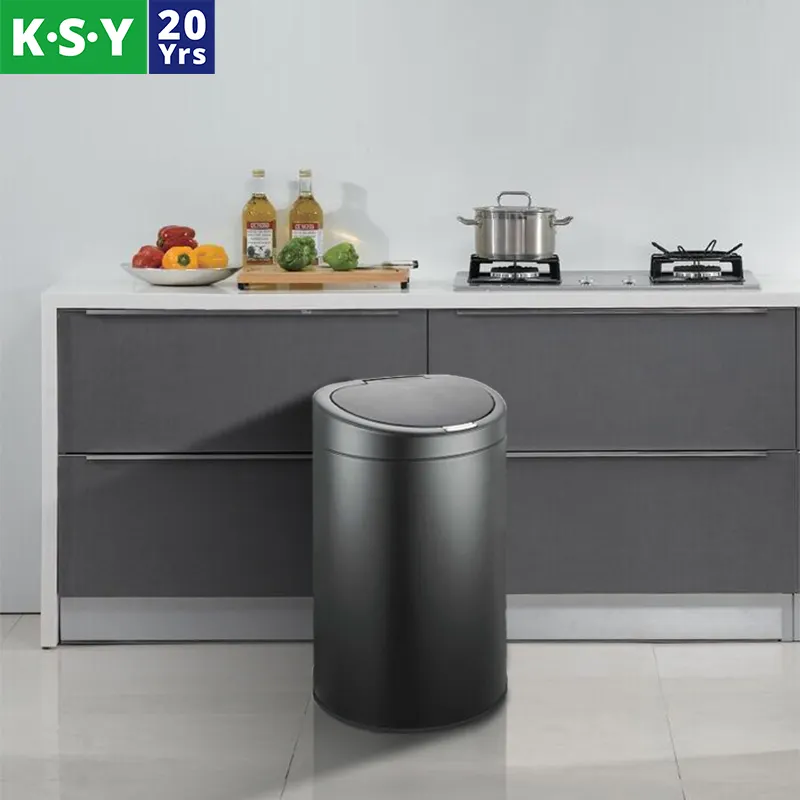 KSY-cubo de basura eléctrico de acero inoxidable, tapa con cúpula, un toque, gran oferta