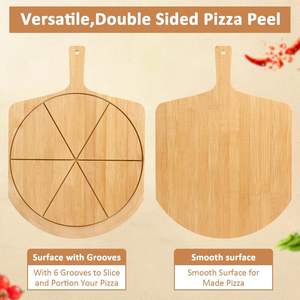 Bambus-Pizza-Schälbrett mit Holzgriff, Servierplatte für Aufschnitt, Ofen-und-Tisch-Brotschieber für Küche und Bäckerei, Großhandel - Product Image 5