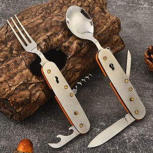 Customized portable knife fork spoon stainless steel camping utensil set outdoor folding camping cutlery knife set - Product Image 4
