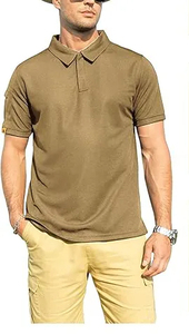 Verano moda transpirable 95% poliéster 5% Spandex en blanco caqui Casual al aire libre negocios Oficina polos para hombres - Product Image 2