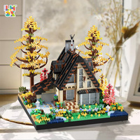 Ensemble de jouets d'architecture DIY Gare de Sakura 609 Miniature Blocs de construction à petites particules Maison dans les arbres romantique Cadeau pour adultes